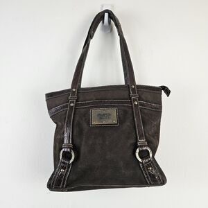 Franco Sarto faux suede brown Leather trim shoulder bag